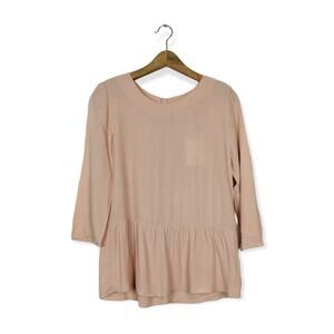 NWT SUNCOO Paris Nude Blush Lizzie Peplum Top Size S